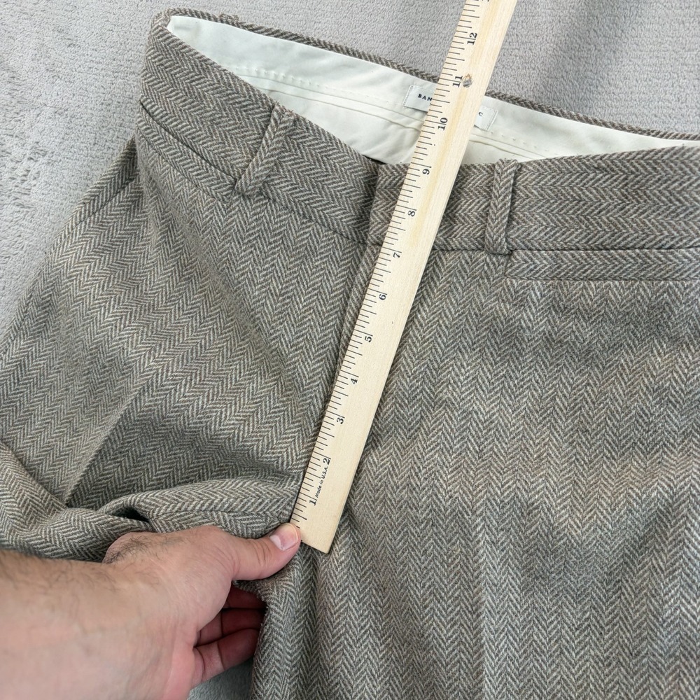 Banana‎ Republic Martin Fit Trousers Pants in Brown Stretch Wool Herringbone 2S - Picture 10 of 12